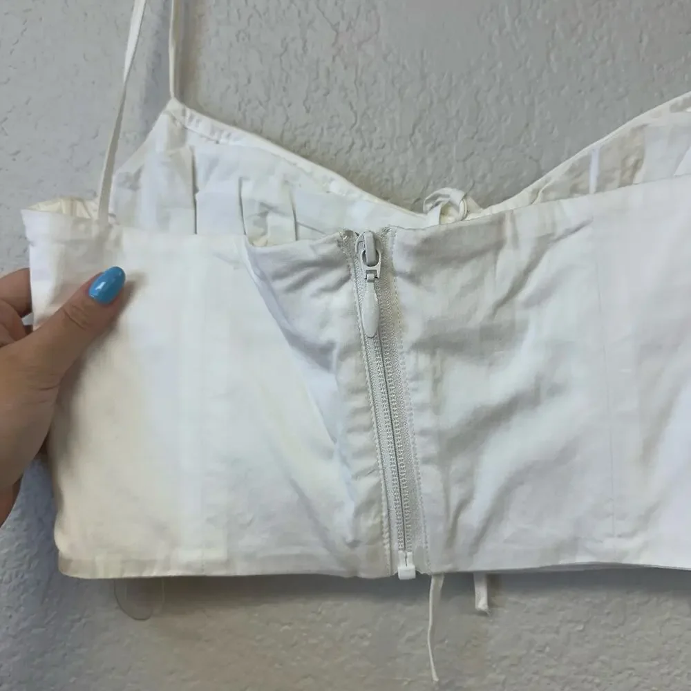 House of CB Lilibeth White Gathered Bustier Top Size Medium - Picture 6 of 7
